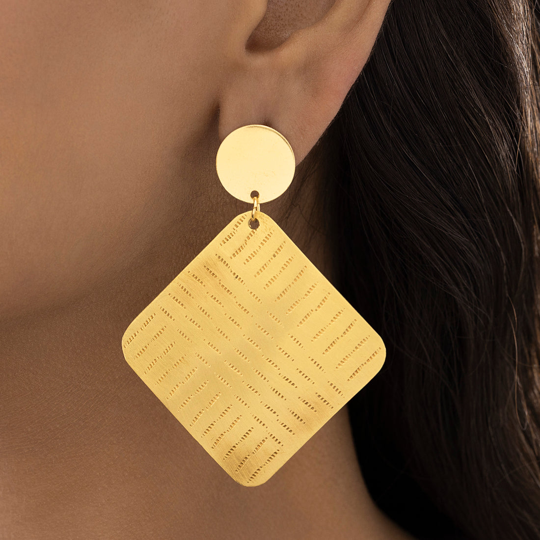 PRAO Anti-Tarnish Premium Brass Golden Earrings Set