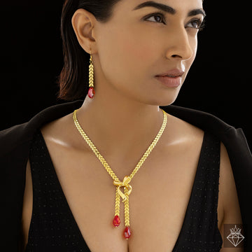 PRAO Anti-Tarnish Y Necklace Set With Earrings