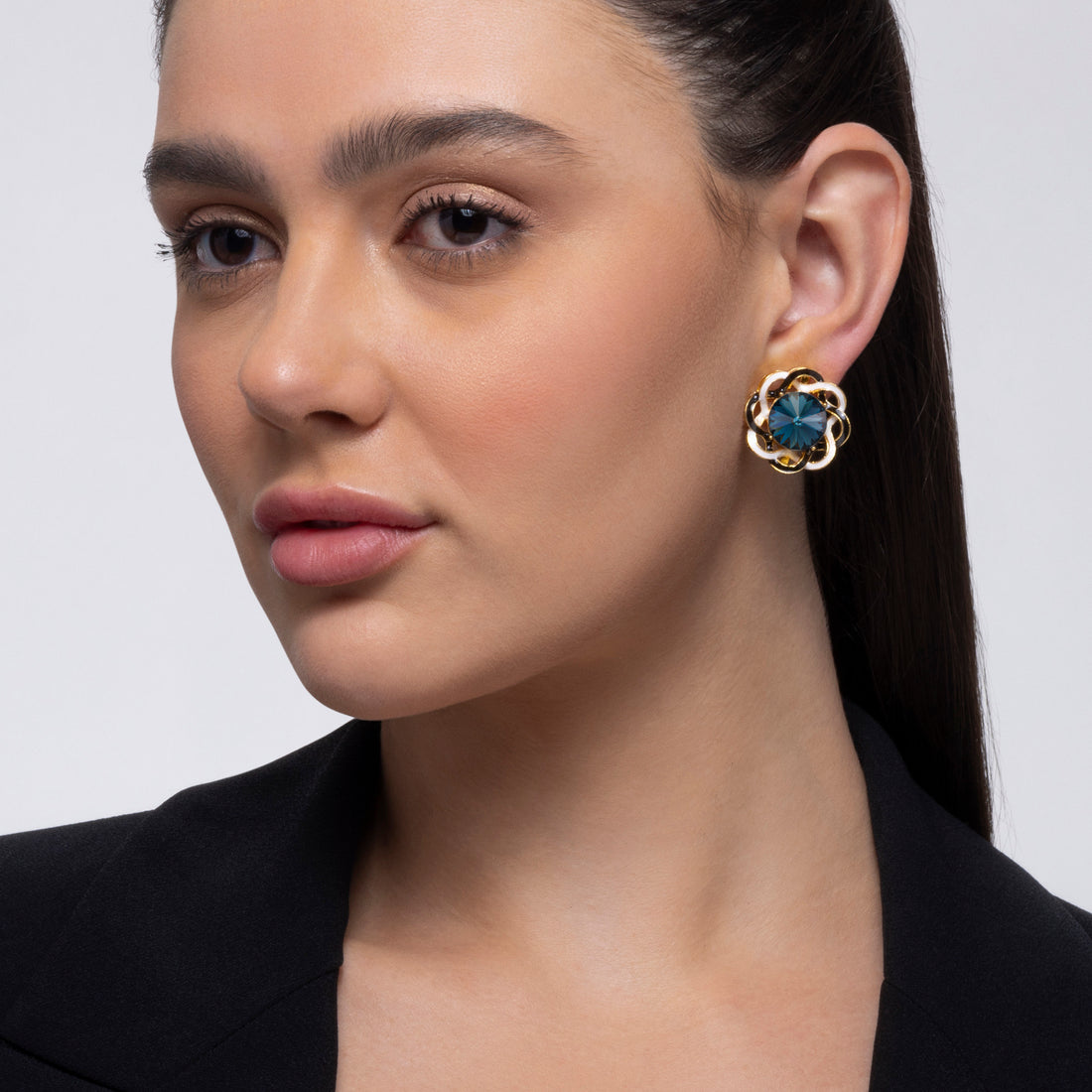 PRAO's Crystanamel Floral Studs