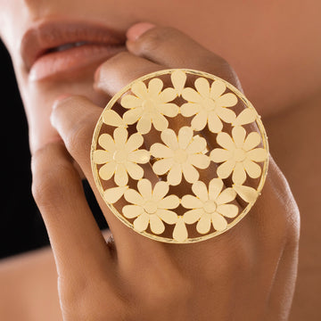 PRAO Anti-Tarnish Oversized Cutout Flower Ring