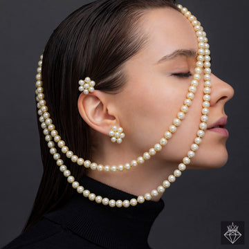 PRAO Multilayer Pearl Necklace Set With Earrings