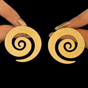 PRAO Anti-Tarnish Golden Spiral Earrings