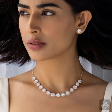 PRAO Anti-Tarnish Solitaire Necklace Set With Earrings✨
