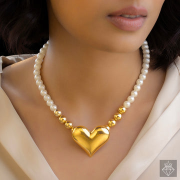 PRAO Anti-Tarnish Golden Heart Necklace