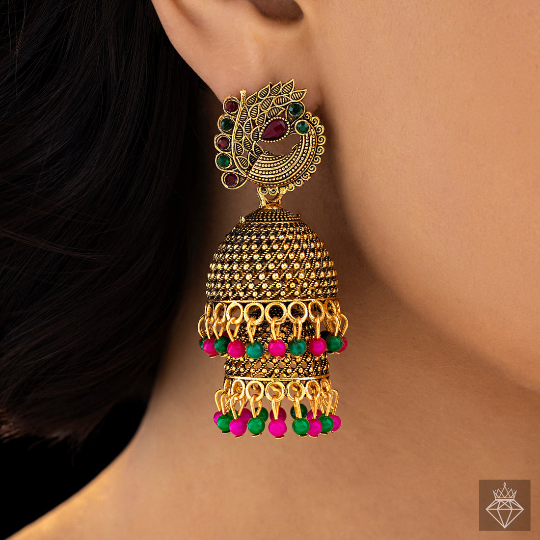 PRAO Anti-Tarnish Layered Jhumka Earrings