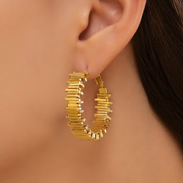 PRAO Anti-Tarnish Abstract Ziczac Hoops