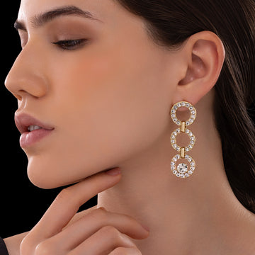 PRAO Anti-Tarnish Studded Circle Dangle Earrings