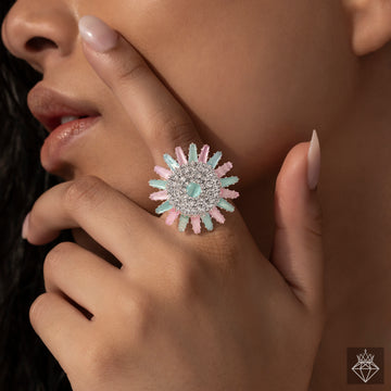 PRAO Anti-Tarnish Crystal Ring (Adjustable Size)