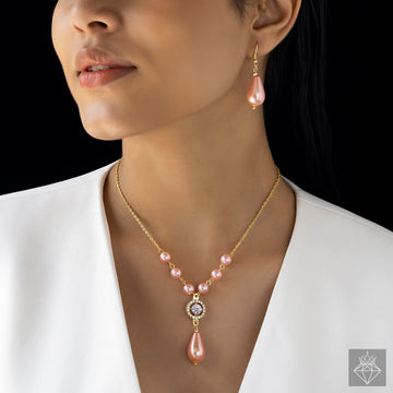PRAO Anti-Tarnish Pearl Necklace Set With Earrings