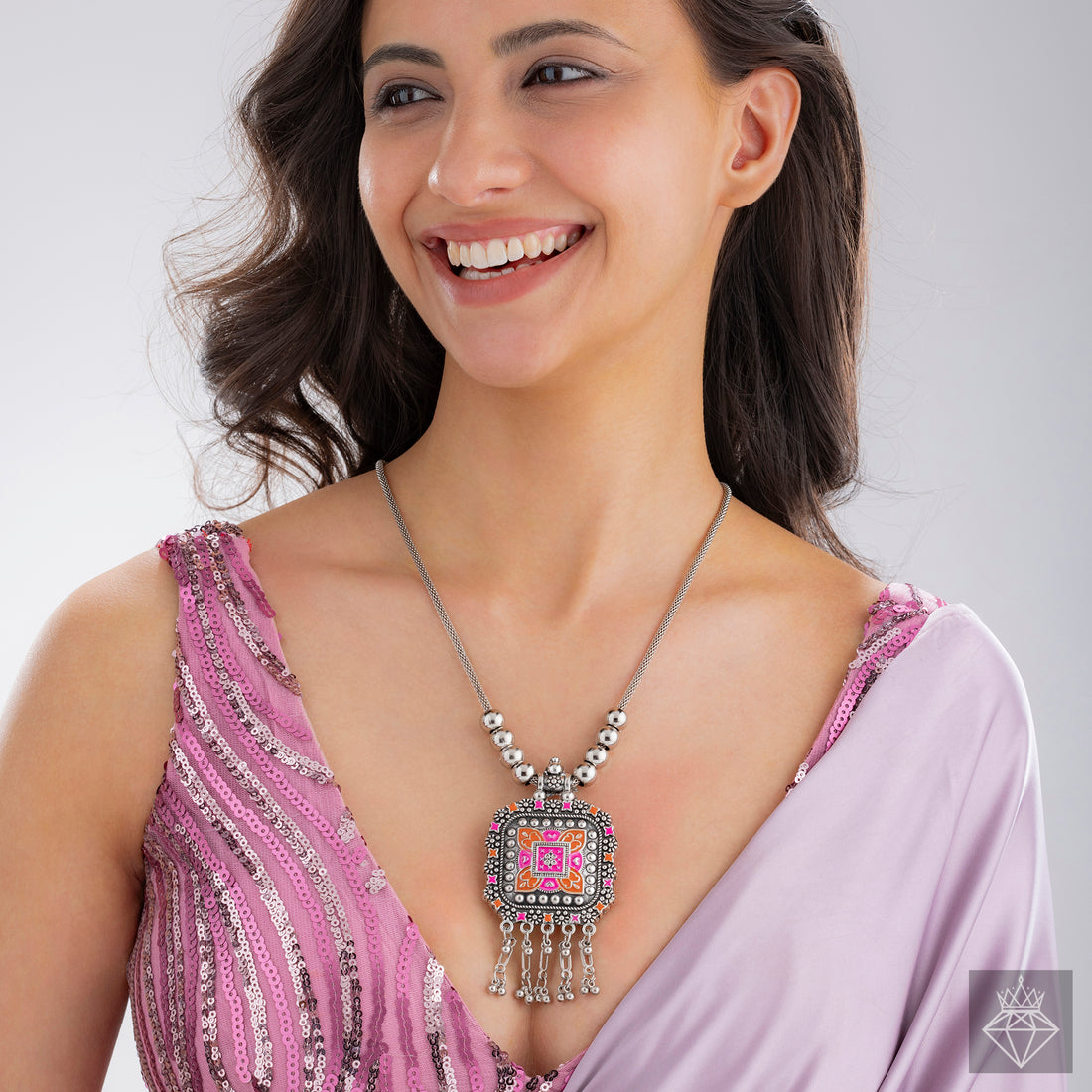 PRAO Ethnic Statement Necklace with Colorful Enamel