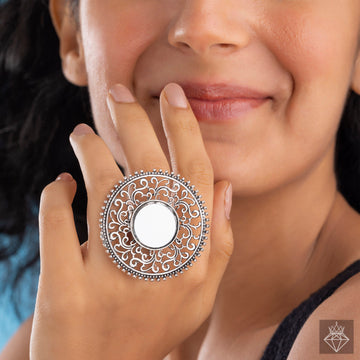 PRAO Anti-Tarnish Reflective Aura Cocktail Ring (Adjustable Size)