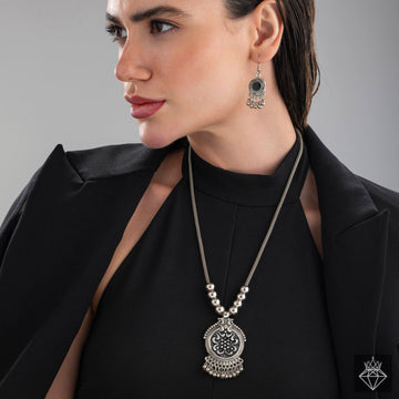 PRAO Oxidised Necklace Set With Earrings