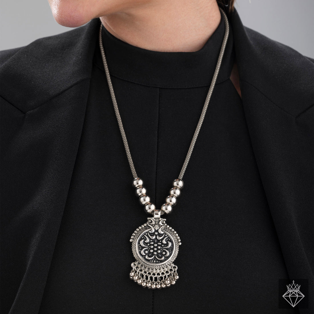 PRAO Oxidised Necklace Set With Earrings