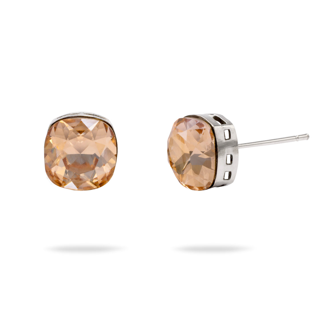 Exquisite Champagne Cushion Cut Stud Earrings