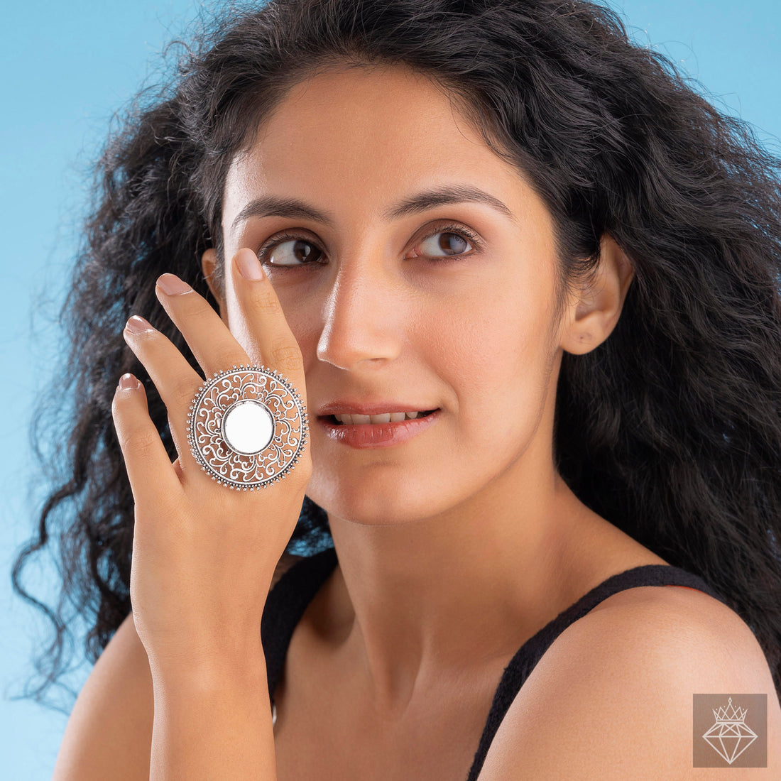 PRAO Anti-Tarnish Reflective Aura Cocktail Ring (Adjustable Size)