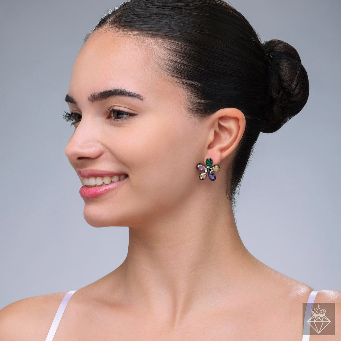 Floral Spectrum: Black-Plated Studs By PRAO