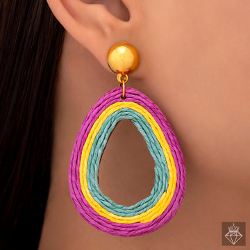 PRAO Multicoloured Premium Quality Raffia Earrings