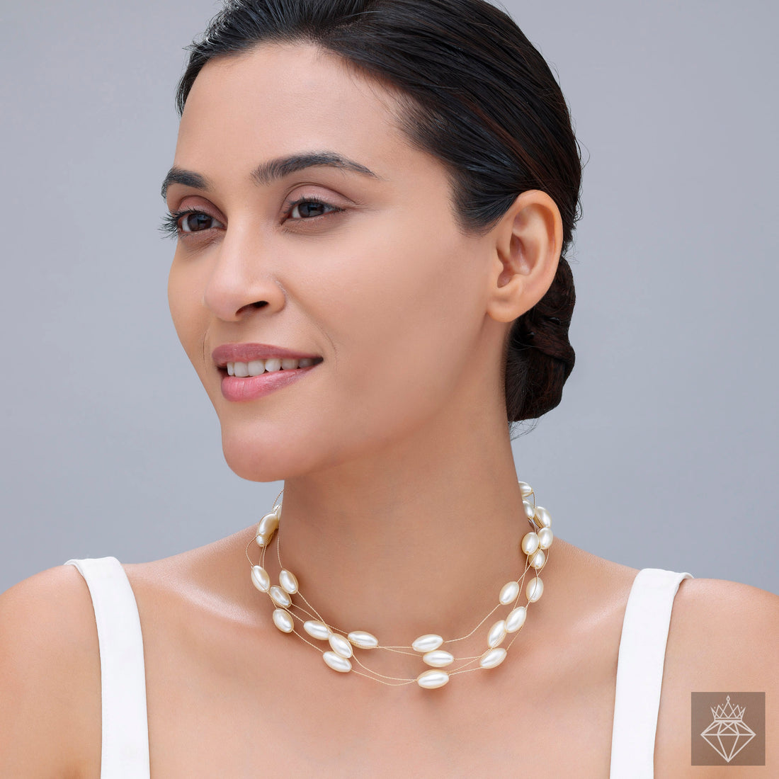 PRAO's Lustrous Harmony Oval Pearl Necklace