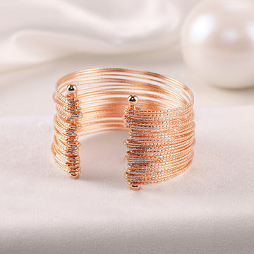 PRAO Anti-Tarnish Rose Gold Multilayer Bangle Bracelet (Adjustable Size)