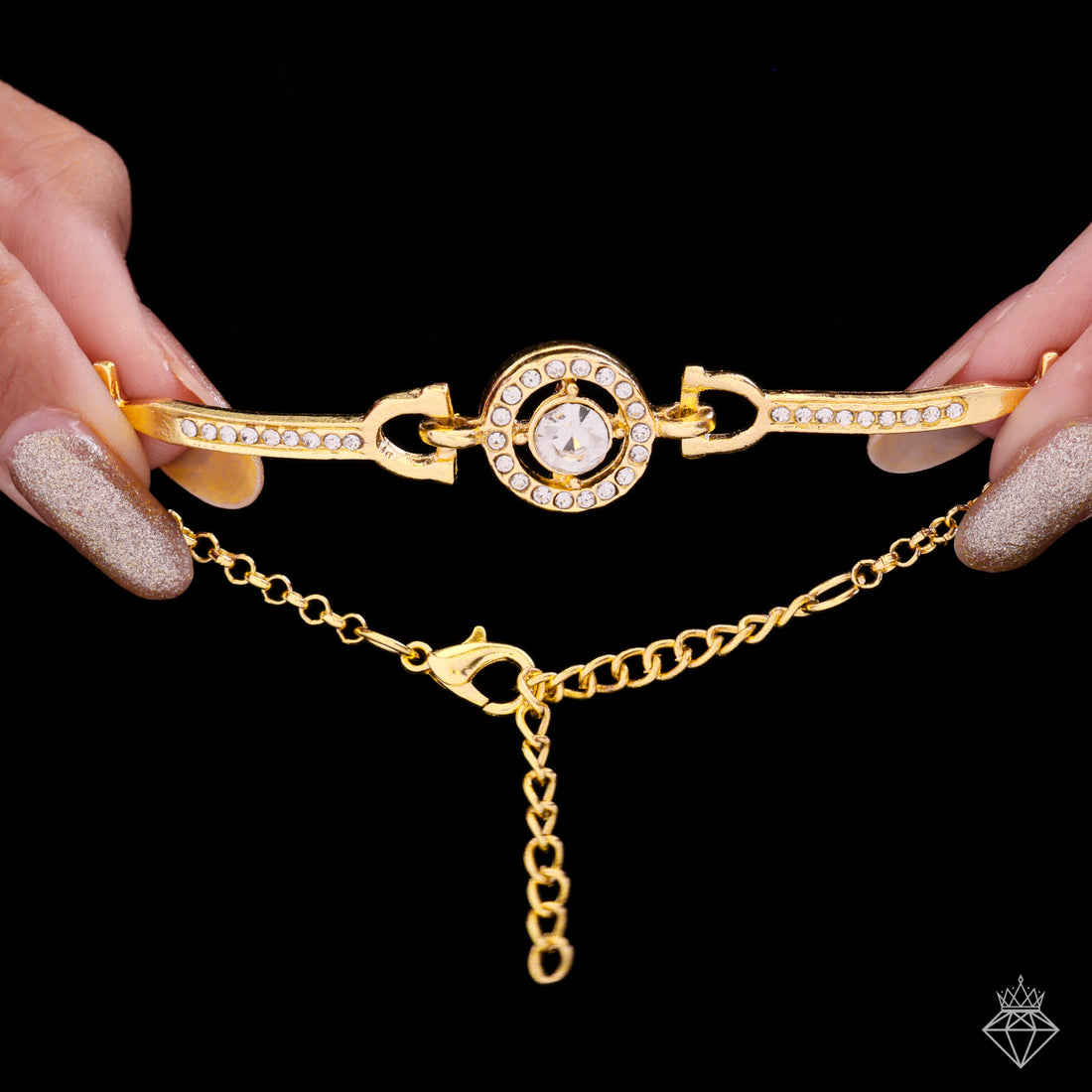 PRAO Anti-Tarnish Solitaire Studded Bangle Bracelet (Adjustable Size)