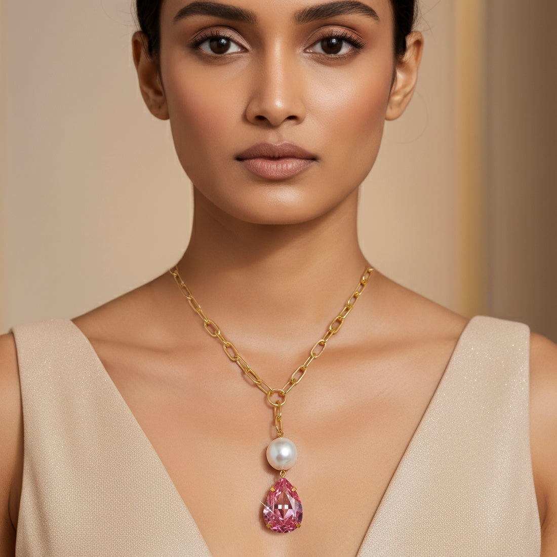 PRAO Anti-Tarnish Crystal Necklace