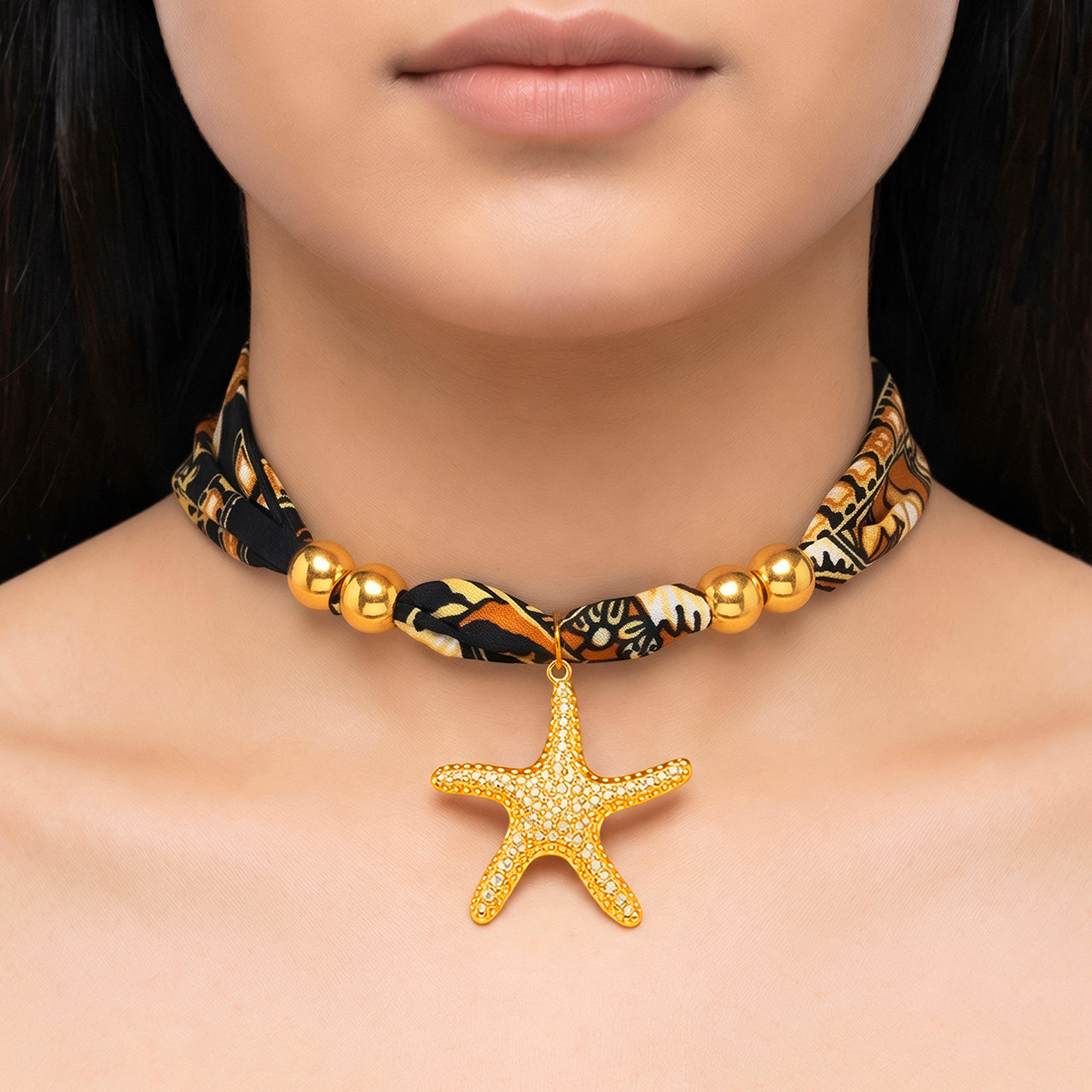 PRAO Necklace Cum Bracelet Anti-Tarnish Baroque Starfish Scarf