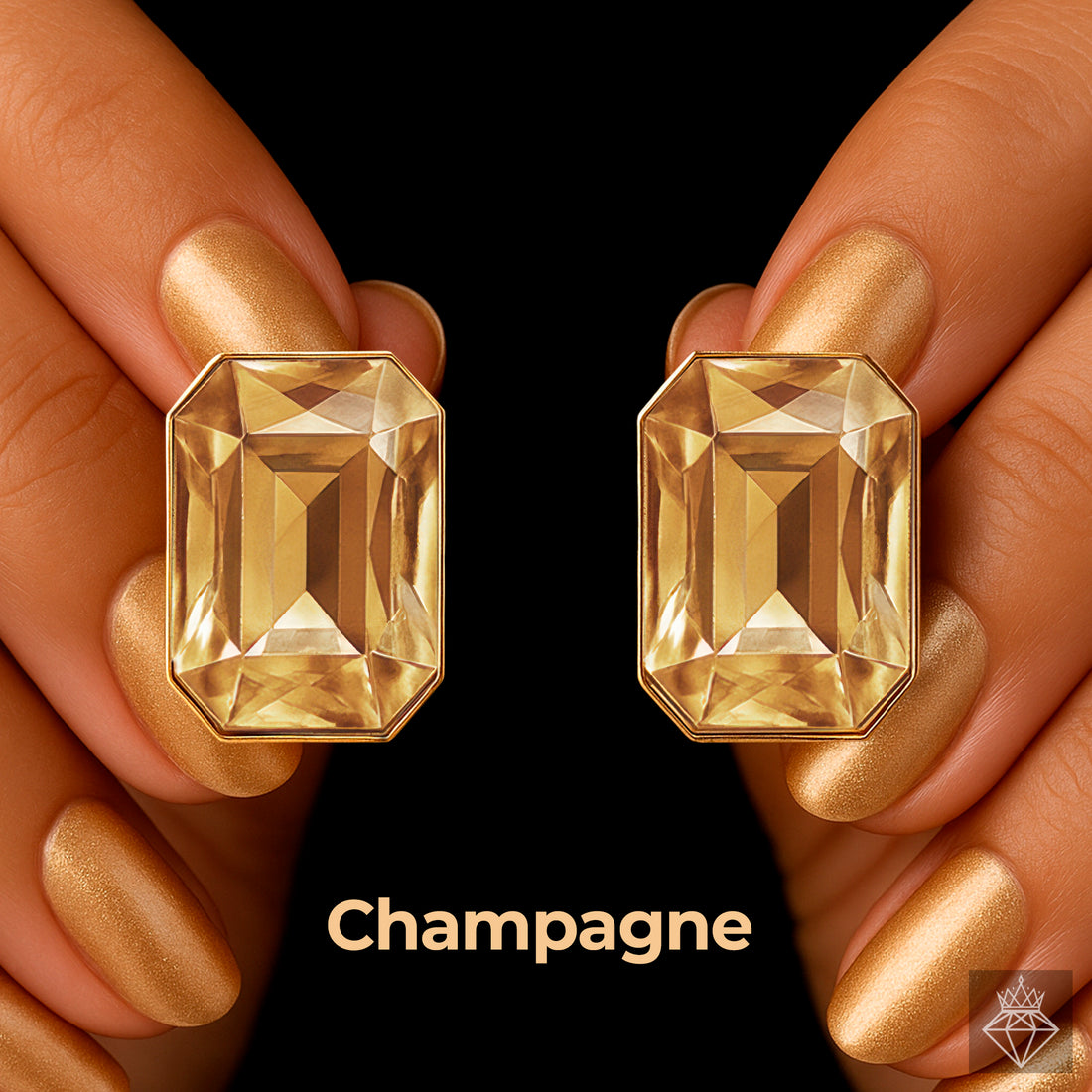 PRAO Anti-Tarnish Rectangle Shape Champagne Crystal Earrings