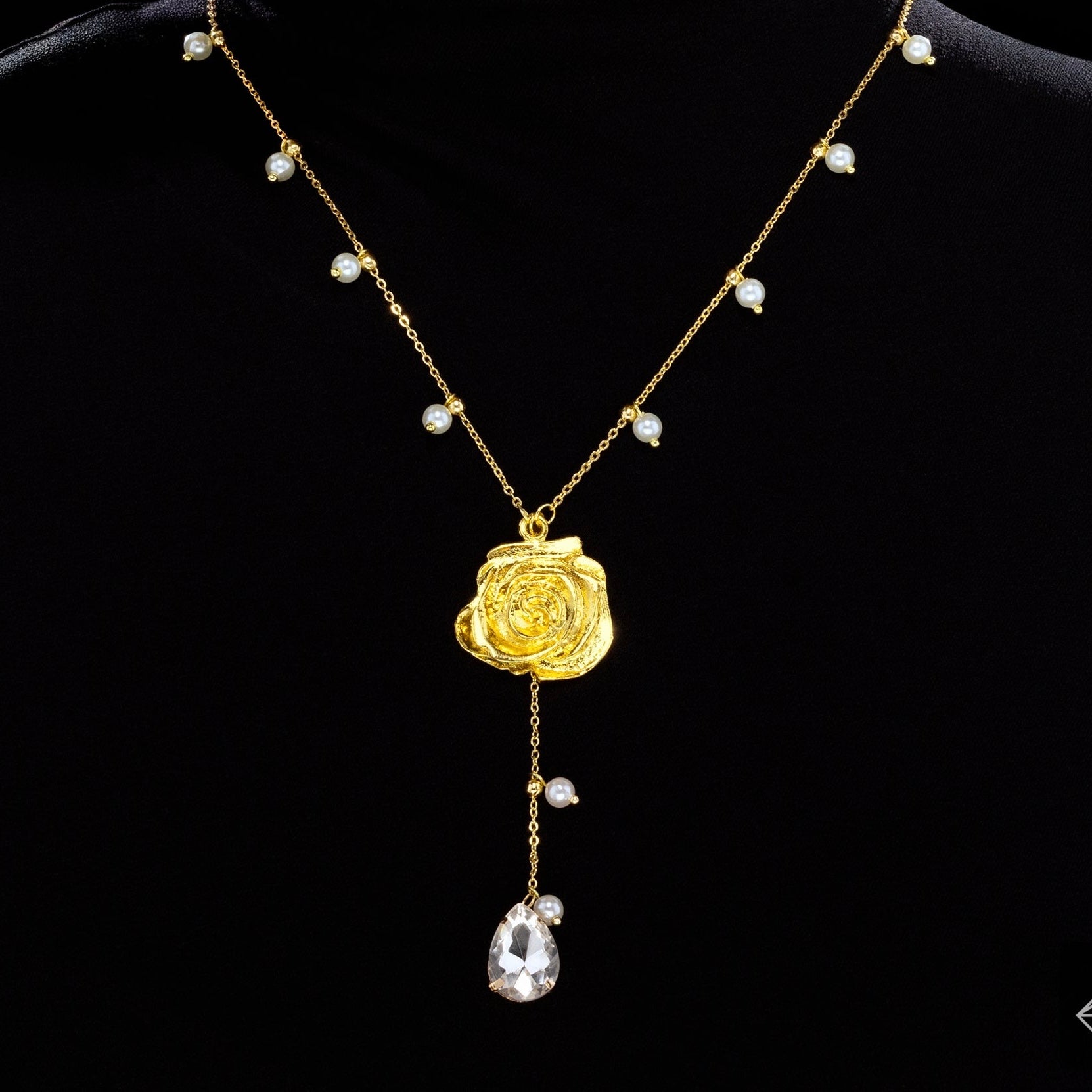 PRAO Anti-Tarnish Gold Plated Crystal Necklace