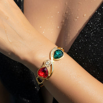 PRAO Anti-Tarnish Infinity Heart & Tear Drop Crystal Bracelet (Adjustable Size)