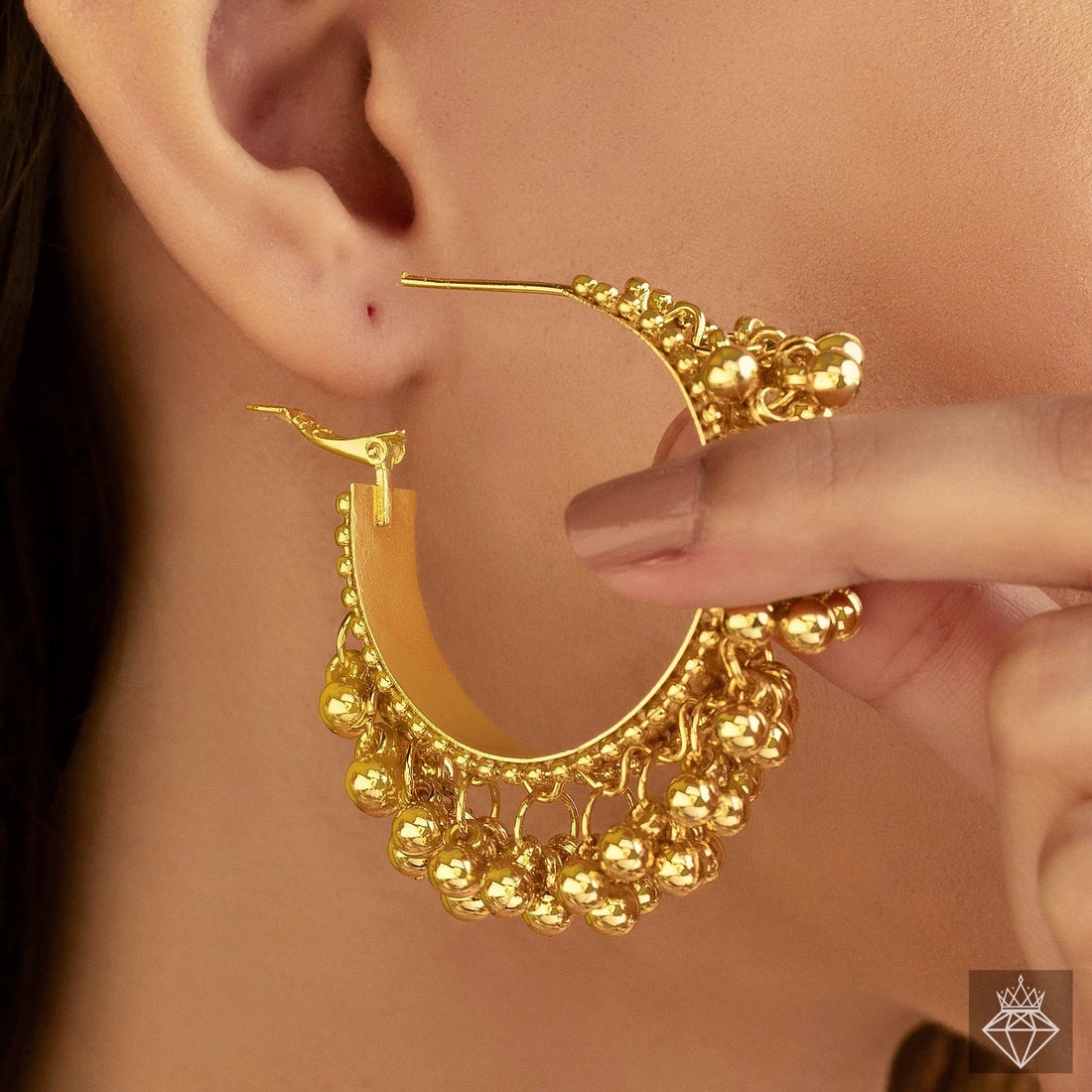 PRAO Anti-Tarnish Golden Ghungroo Earrings