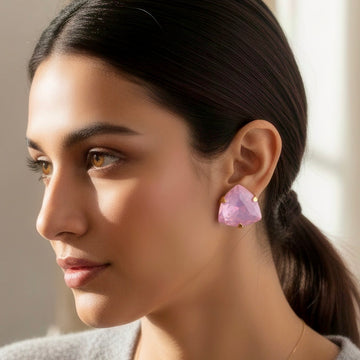 PRAO Anti-Tarnish Purple Trillion Stone Studs