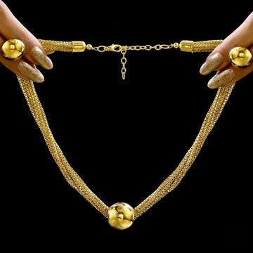 PRAO Anti-Tarnish Gold Plated Box Chain Necklace Set With Earrings