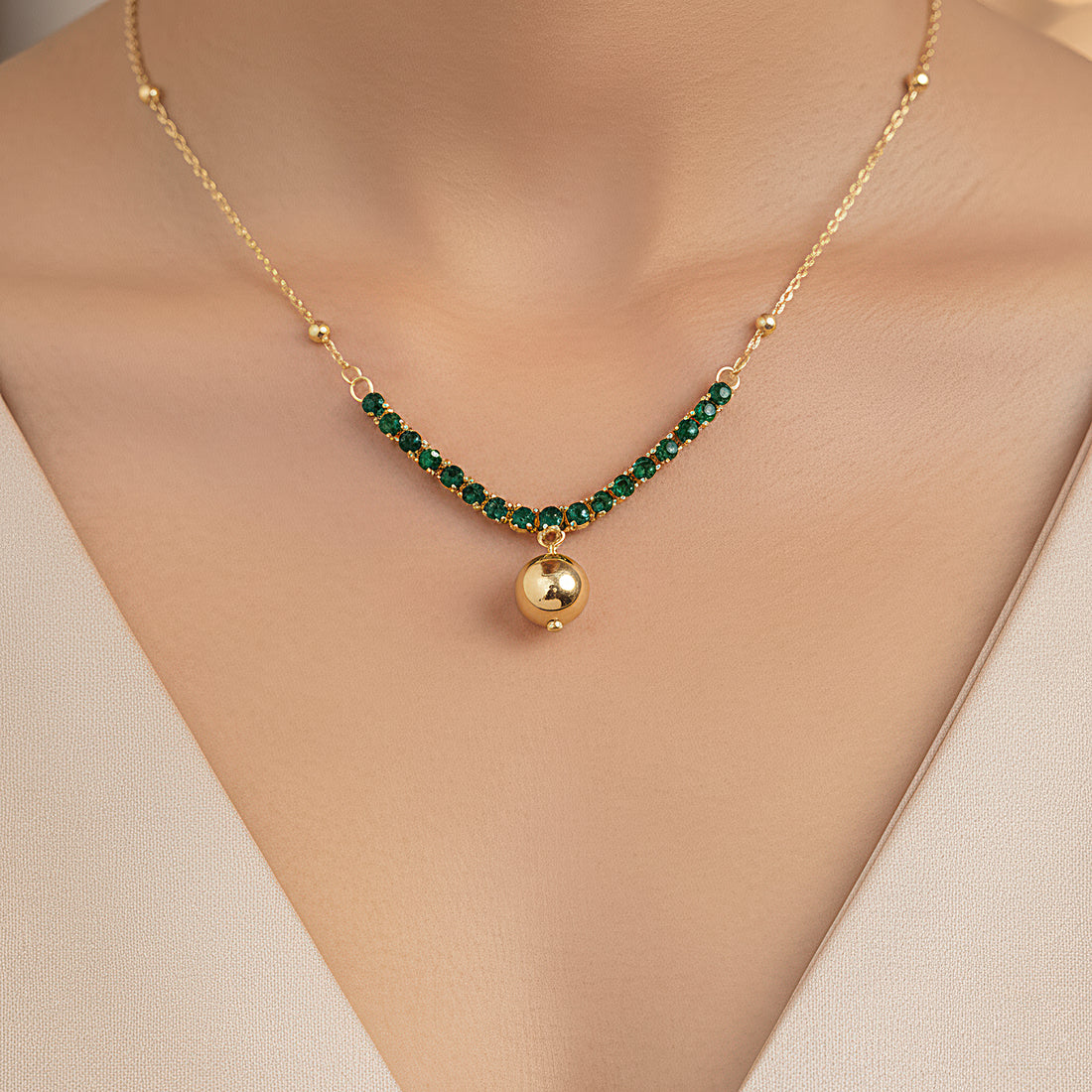 PRAO Anti-Tarnish American Diamond Necklace Set With Earrings