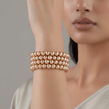 PRAO Multilayered Golden Brown Spiral Pearl Bracelet