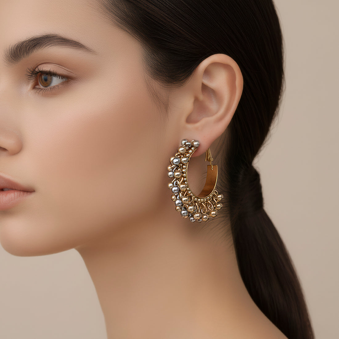 PRAO Anti-Tarnish Tri-Tone Ghungroo Earrings