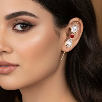 PRAO Anti-Tarnish Hook-Needle Crystal Earrings in Infinity Pattern