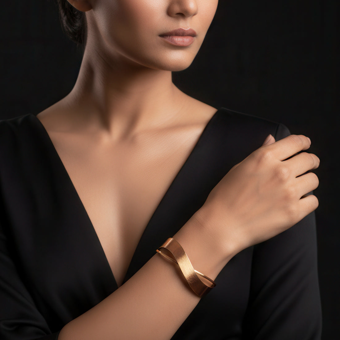 PRAO Anti-Tarnish Rose Gold Bangle Bracelet (Adjustable Size)