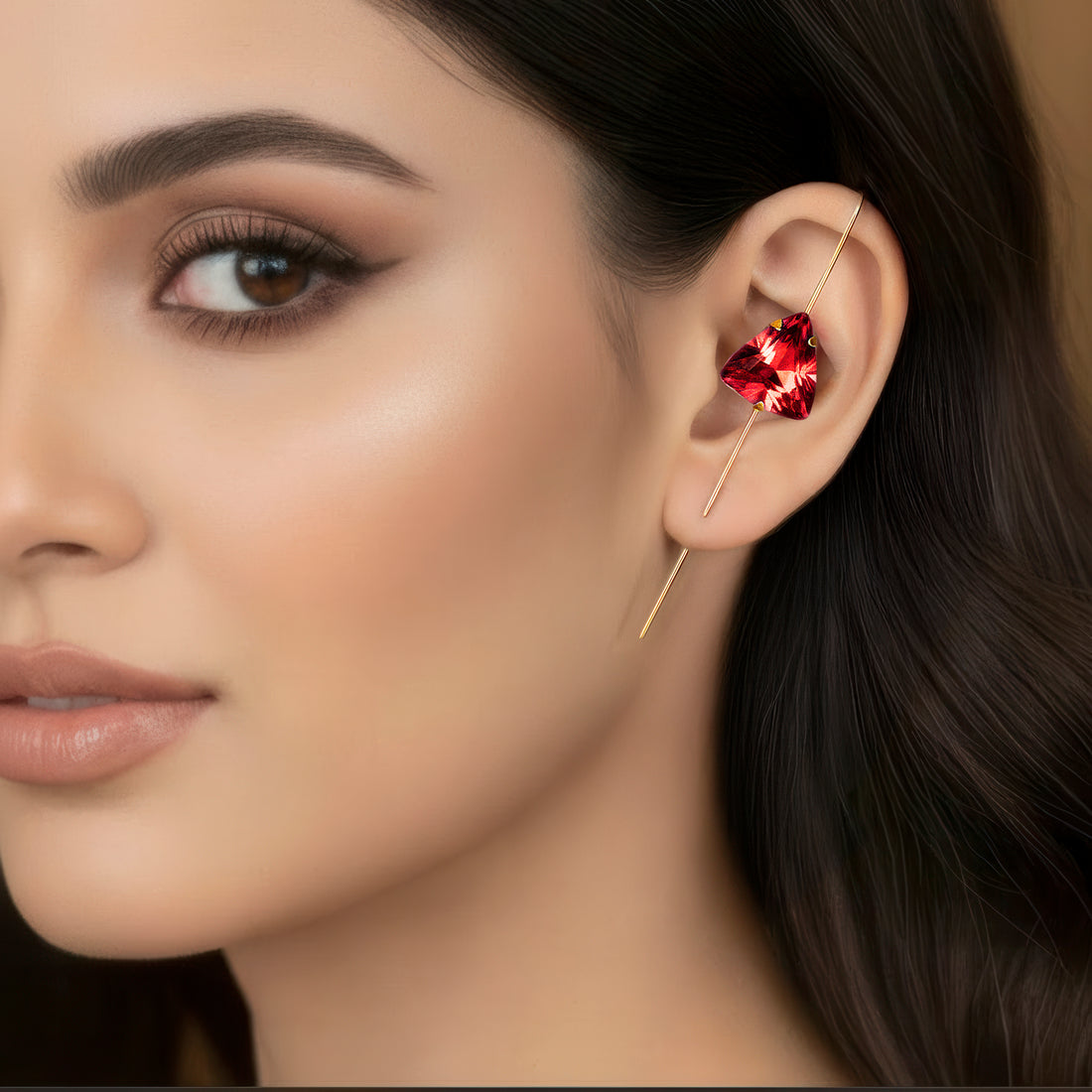 PRAO Anti-Tarnish Triangle Crystal Hook Earrings