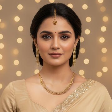 PRAO Anti-Tarnish Rhinestone Strap Statement Necklace Set With Earrings