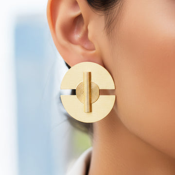 PRAO Anti-Tarnish Semi-Circle Geometric Studs