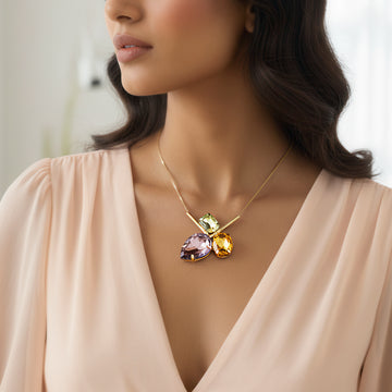 PRAO Anti-Tarnish Tri-Shape Pendant Necklace
