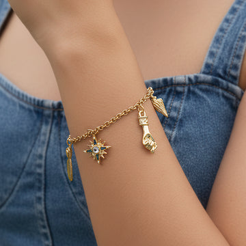 PRAO Anti-Tarnish Assorted Shell & Charm Bracelet (Adjustable Size)