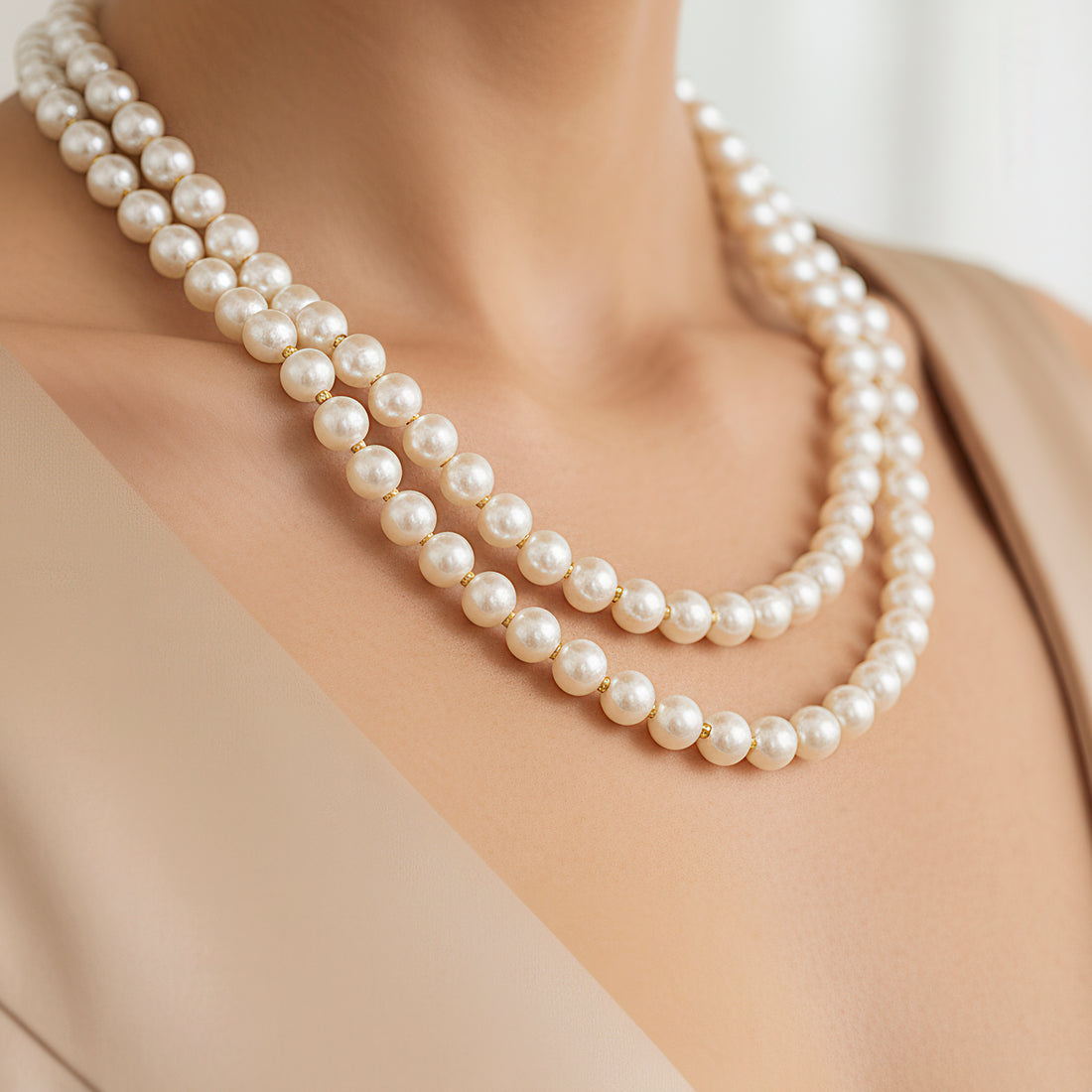 PRAO Multilayer Pearl Necklace Set With Earrings
