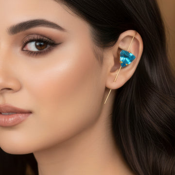 PRAO Anti-Tarnish Triangle Crystal Hook Earrings