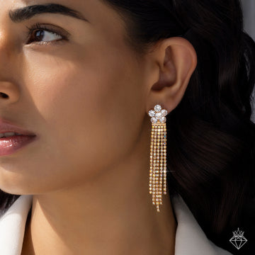 PRAO Anti-Tarnish Crystal Flower Danglers