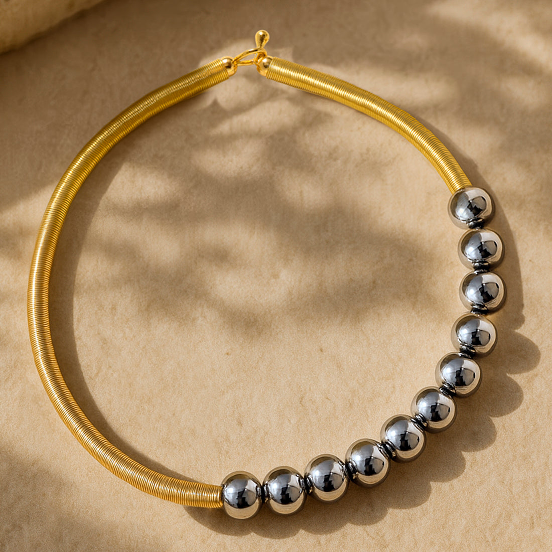 PRAO Anti-Tarnish Spring & Balls Hasli Necklace