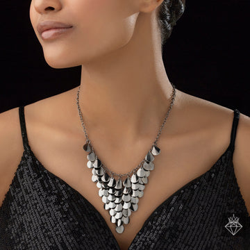 PRAO Anti-Tarnish Drop Charm Statement Necklace