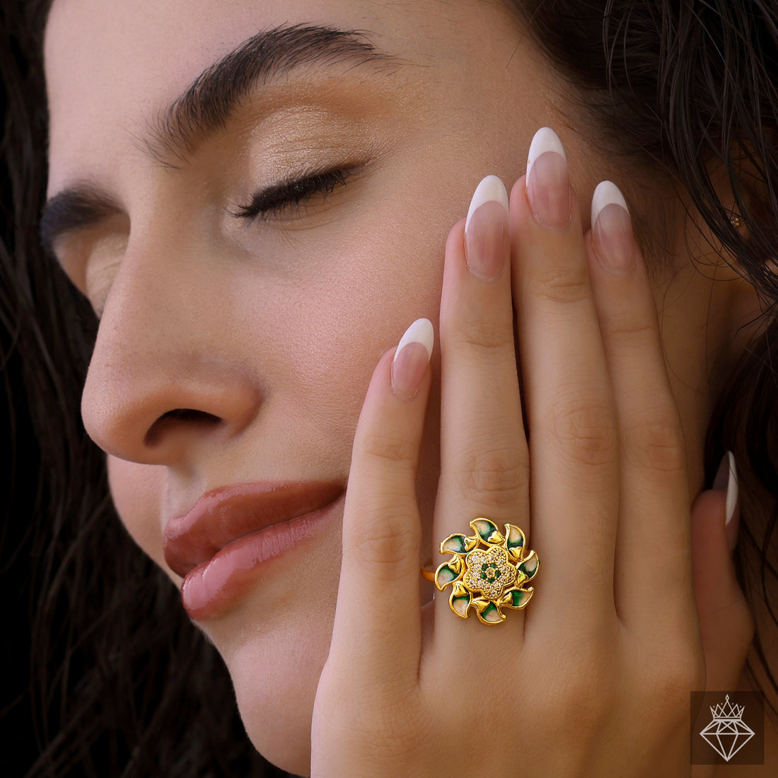 PRAO Anti-Tarnish Golden Flower Ring (Adjustable Size)