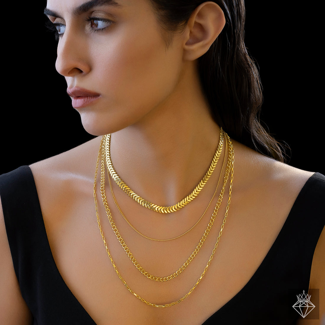 PRAO Anti-Tarnish Four-Layer Golden Chain Necklace