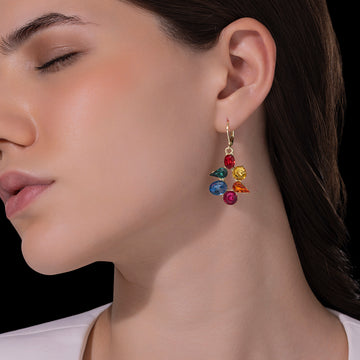 PRAO Anti-Tarnish Mixed Shapes Multi-Color Mini Dangle Hoops